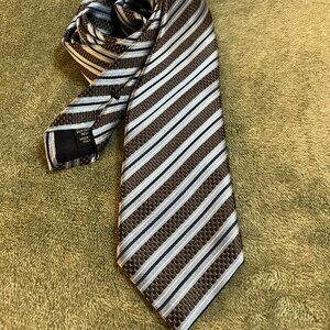 Ermenegildo Zegna silk tie mens - striped blue and brown, Italy, luxury
